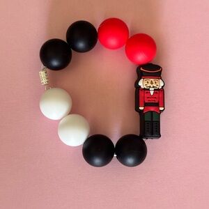 Handmade beaded Nutcracker Stanley/Tumbler charm - Red and Black